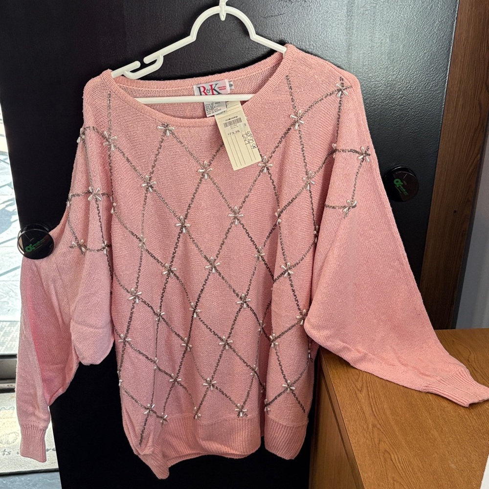 R&K Pink Lattice Design Women's Sweater